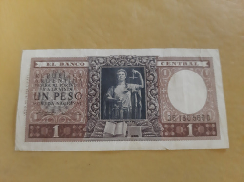 Billete 1 Peso -argentino -ley 12.956 Y 13.571- Antiguo 1947