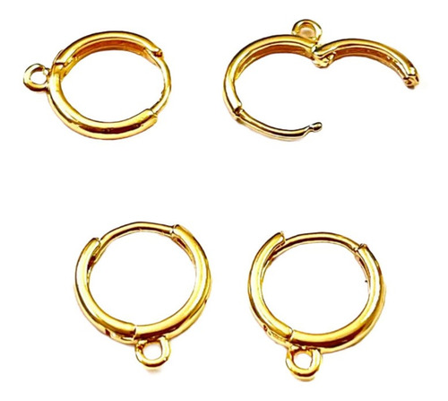 Arracada Huggies Aaa En Chapa De Oro 14k Bisuteria 3 Pares