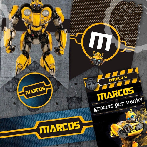 Kit Imprimible Bumblebee Transformers Robots Optimus W46
