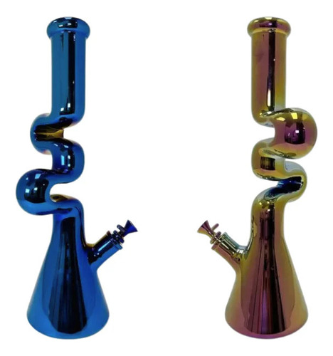 Bong Sense Glass 17 Kong Pipa De Agua Electrochapeada Zigzag