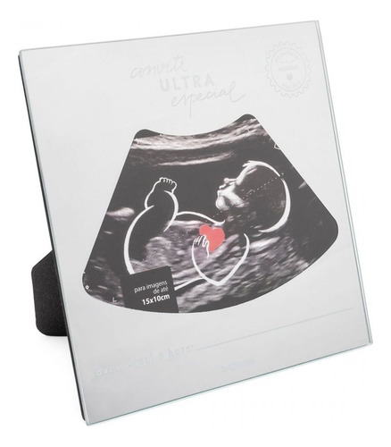Porta Retrato Ultrassom Do Bebe Convite Imaginarium Cor Prateado Liso