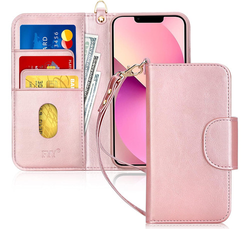 Funda Para iPhone 13, Tipo Billetera/rosa/con Sosten