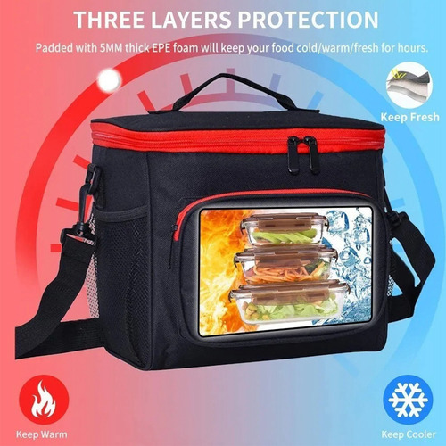 Bolsa Del Almuerzo Aislamiento Alta Capacidad Multifunción Color Negro