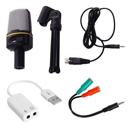 Microfono Condenser Sf920 + Cable Y Smartphone Camara Pc P Color Negro