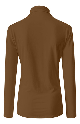 Camiseta De Punto De Manga Larga Con Cuello Alto Para Mujer,