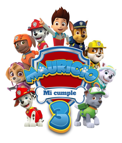 Logo Digital Personalizado Paw Patrol De Cumpleaños 