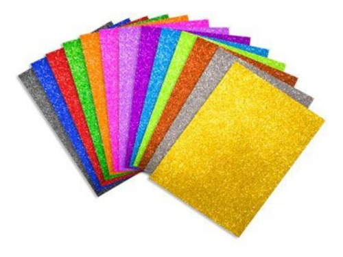 Block De Goma Eva Glitter 10 Colores Surtido