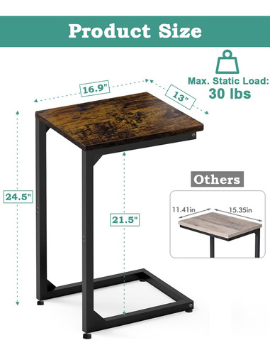 Mesa Auxiliar En C Para Sofá Y Dormitorio, Ideal Para Espaci