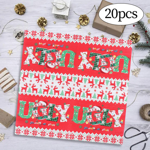 20 Servilletas De Papel Navideñas, Servilletas De Cóctel,