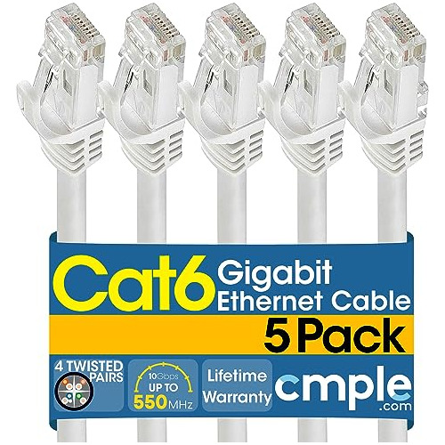 Pack De 5, Cable Ethernet Cat6 7 Pies, Conector Rj45.