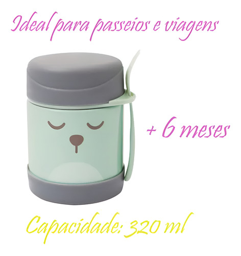 Pote Térmico Com Talher Infantil Gumy Azul 320 Ml Buba