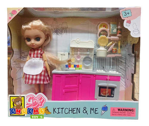 Muñeca Con Cocina Y Accesorios Juguete