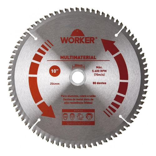 Disco Serra Multimaterial 10 Polegadas 80 Dentes Worker