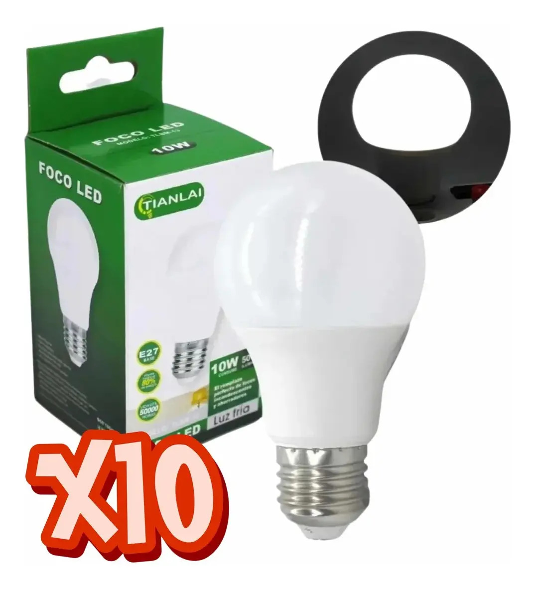 Paquete 10 Focos 10w Led Ahorrador E27 Tianlai 700lm Luz Bca