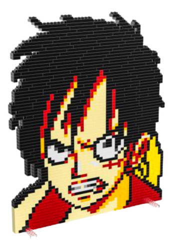 Cuadro 3d One Piece Set Bloques Armables 3d Rostro Pixel Art Cantidad De Piezas 1 Versión Del Personaje Luffy