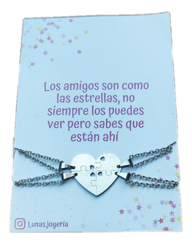 Collares Para 4 Amigas Regalo Amistad Día Del Amigo Acero