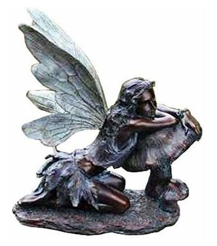 Fairy On Mushroom Bronze Finish 17 Piedra De Resina Garden S