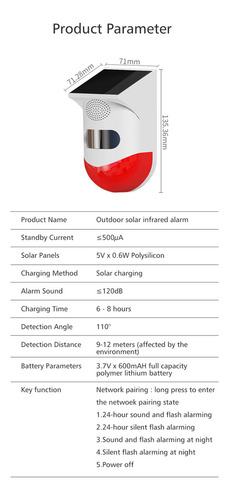 . Detector De Sensor De Movimiento Solar Wifi Con Alarma De
