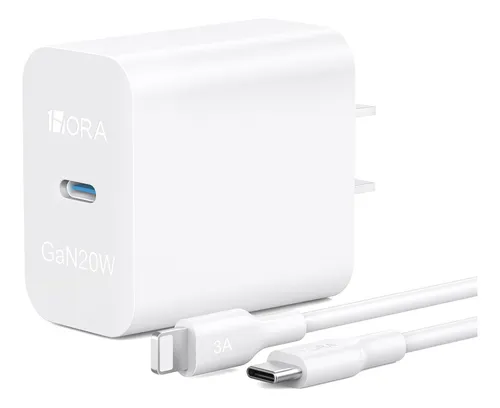Cargador USB C GaN Turbo 3A 20W Carga Rápida Compatible con iPhon...