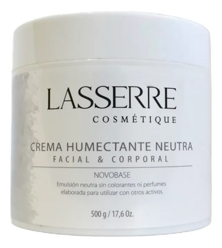 Crema Humectante Neutra 500g Para Utilizar Con Otros Activos