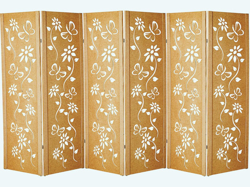 Kit 6 Biombo Floral Folha Ripado Divisor Ambiente Mdf