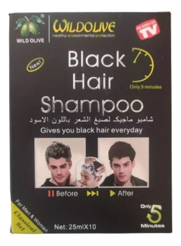 10 Shampoo Tinte Cabello Canas Negro Wildolive Black Shampoo