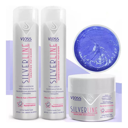 Kit Matizador Silver Line Vloss Home Care Sh + Masc + Cond