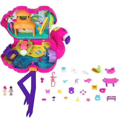 Polly Pocket Fiesta Flamingo Con 2 Muñecas Micro Y Accesorio