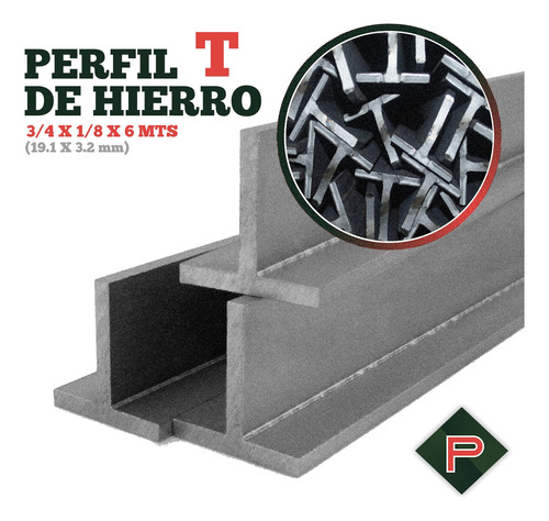 Perfil T Hierro T | 3/4 X 1/8 (19.1 X 3.2mm) X 6m Perticari
