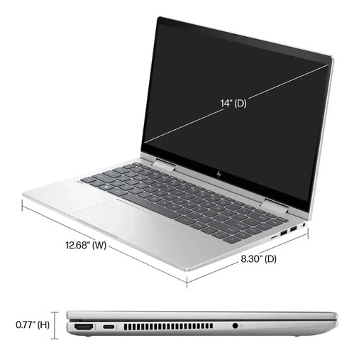 Hp Envy X360 14 Core I5 120u 8gb Ram 512gb Ssd Gris Touch Plateado