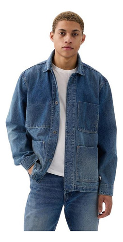 Chaqueta Hombre Gap Denim Con Bolsillos Azul