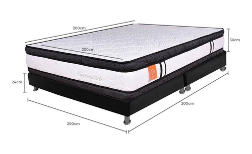 Imagen 5 de 5 de Combo Colchón Romance Relax Experience Pedic King + Base Cam