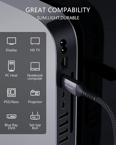 Cable Hdmi 2.1 Stouchi, 48 Gbps, Certificado, Hasta 8k, 1.8m
