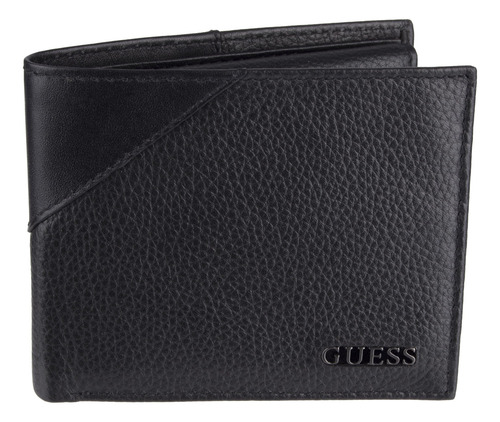 Cartera Passcase Guess De Piel Para Hombre, Negra, Con Bloqu