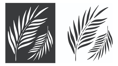 Stencil Hoja Tropical Palma Flr1017 Decoración Pared 50x60