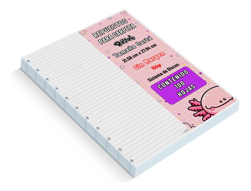 100 Hojas Sistema De Discos Sin Margen 150gr Tamaño Carta Raya