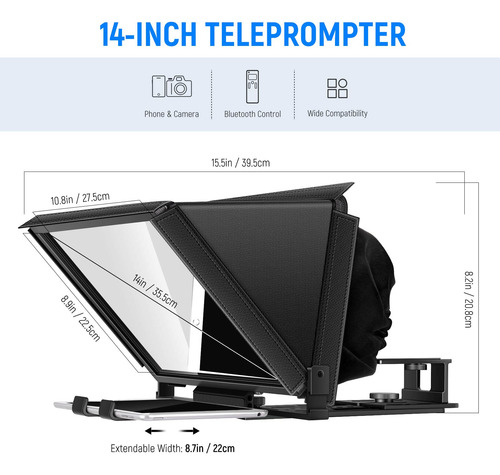 Teleprompter De Aluminio Neewer X12 Con Mando A Distancia Rt
