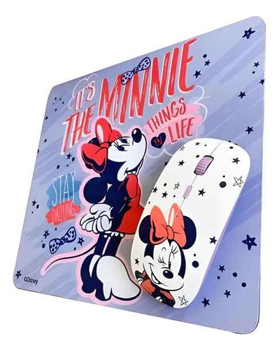 Kit Mouse Inalambrico + Mouse Pad Disney Minnie