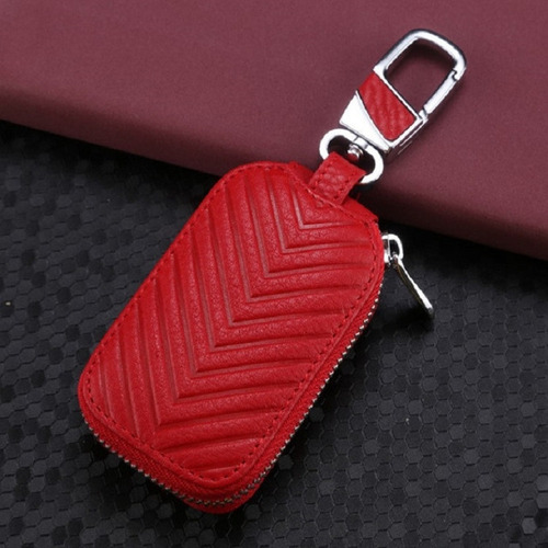 Bolsa De Cuero For Llaves De Coche Multifuncional Roja Con