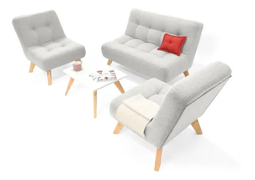 Sofá Navara + 2 Poltronas Porto Y Mesa De Centro Nova