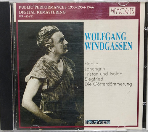 Wolfgang Windgassen Fidelio Lohengrin, Tristan Und Isolde Cd