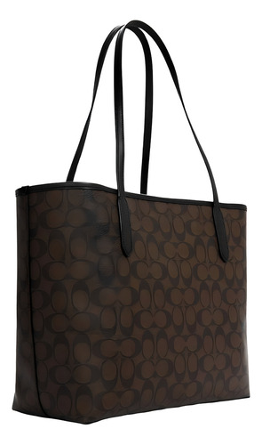 Bolsa Coach Original Dama City Tote Dark Brown Con Botón Marrón Oscuro