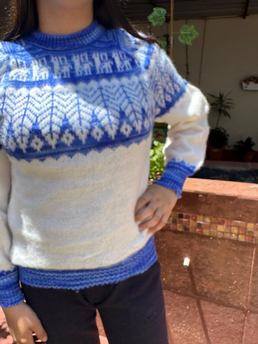 Sueter Pulover De Lana De Alpaca Clásico Hojitas