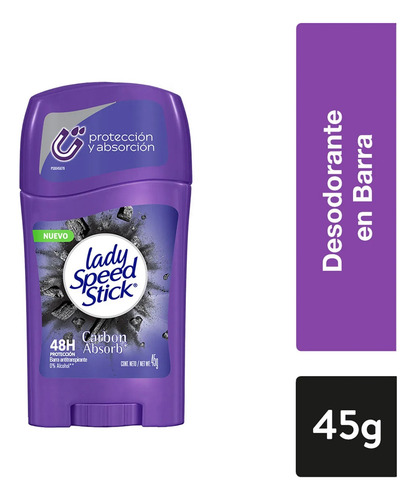 Desodorante Lady Speed Stick Carbón Barra 45 Gramos
