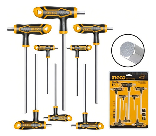 Set X 8 Llave Allen Hex Con Mango Ingco Hhkt80818