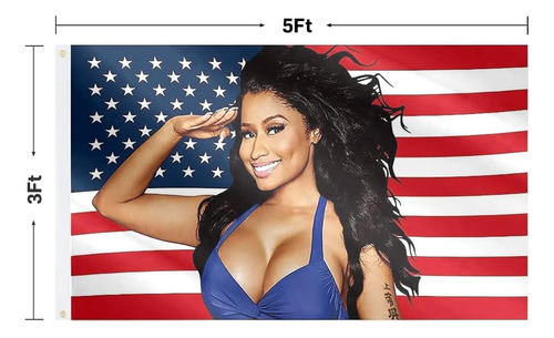 Tapiz De Bandera Estadounidense De Nicki Minaj 3x5 Pies...