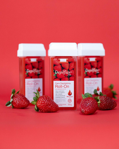 Kit Com 6 Cera Depilatória Roll-on Morango Depilflax - 100g