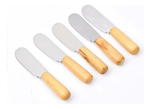 Set X6 Untadores Mango Madera Y Acero Inoxidable Color Beige Untadores X6