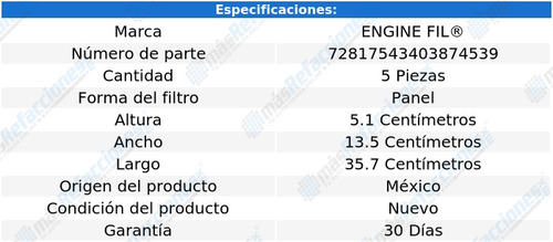 Kit 5 Filtros De Aire Glk350 6 Cil 3.5l 10 Al 13 Engine Fil