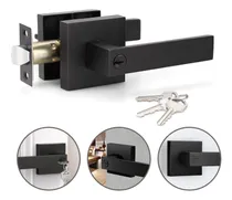 Comprar Cerradura Manija Negra Cuadrada Puerta Recamara O Principal  Negro Recamara\u002Fcon Llaves